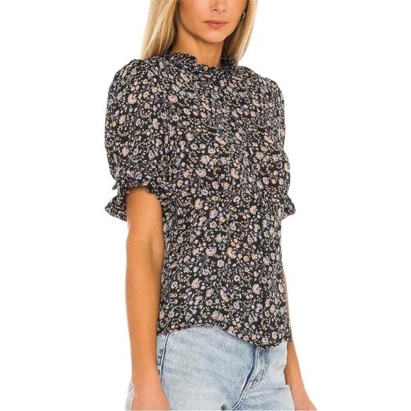Selkie The Bistro Blouse Puffed Sleeve Button Floral Top Women's Multicolor XS - Picture 5 of 11
